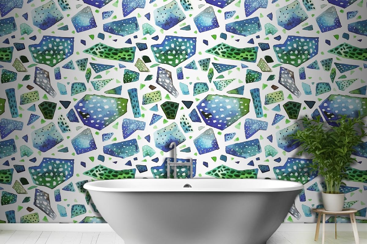 Hand Painted Colorful Terrazzo Pattern Wallpaper Mural