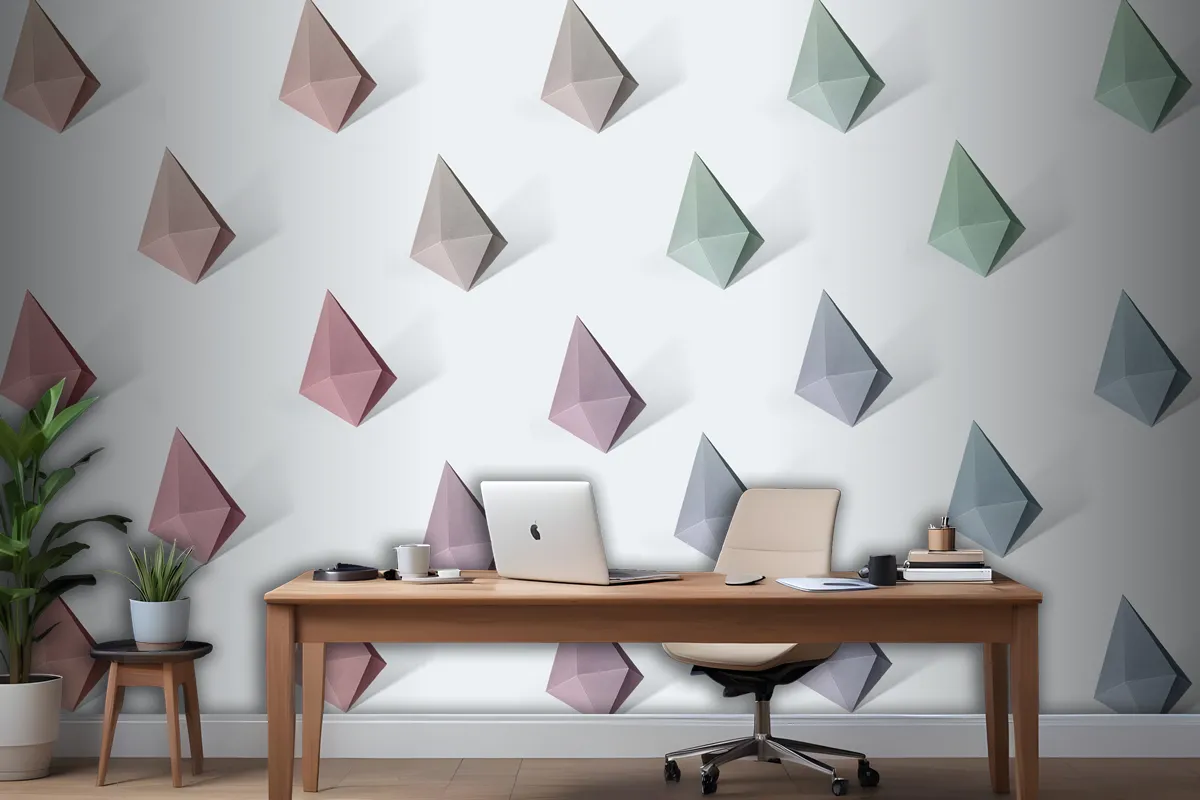 Colorful Paper Craft Diamond Shape Patterned Wallpaper Mural