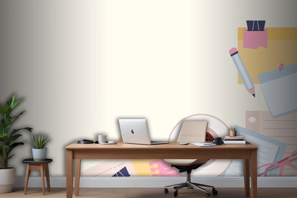 Paper Notes Illustration In Flat Design Wallpaper Mural