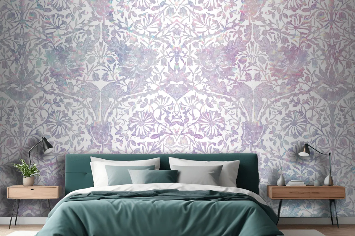 Vintage Floral Holographic Pattern Wallpaper Mural