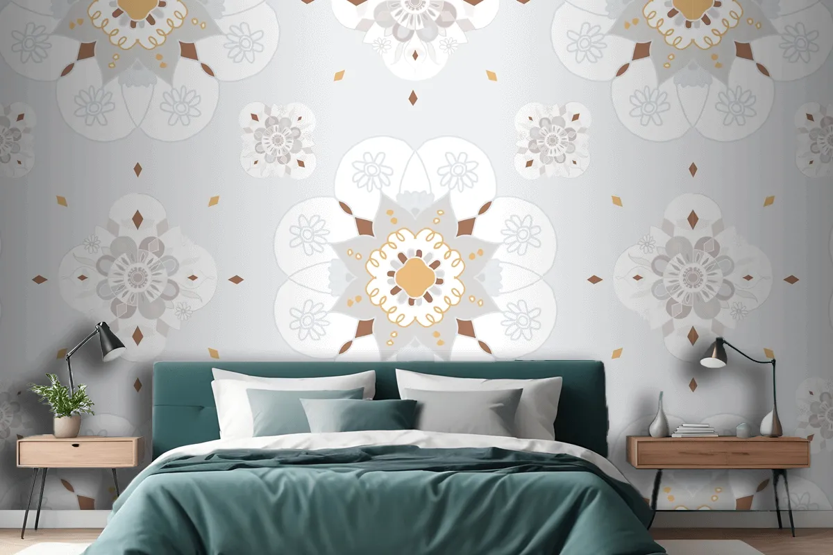 Oriental Mandala Floral Pattern Wallpaper Mural