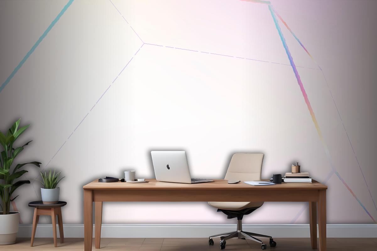 Pink Geometric Hexagonal Prism Office Wallpaper Mural