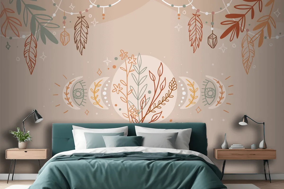 Hand Drawn Boho Background Wallpaper Mural