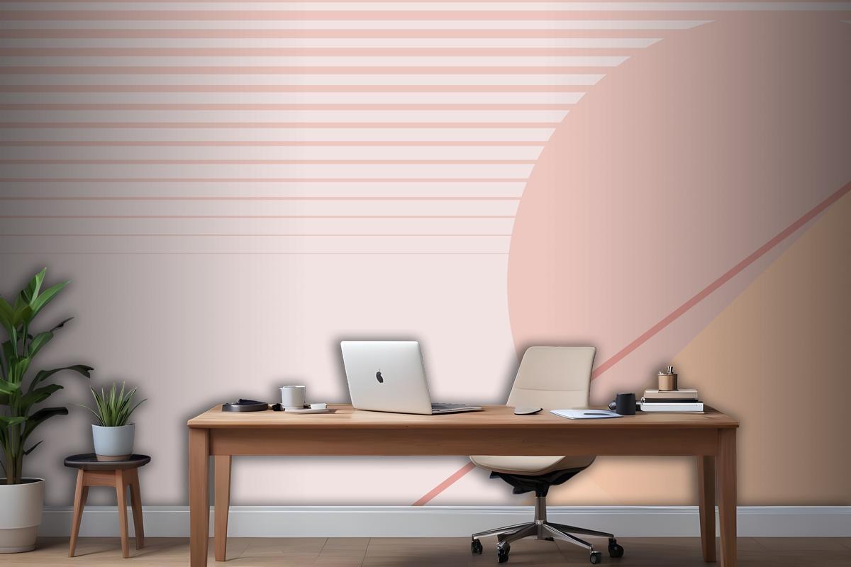 Moon Geometric Scenery Background In Pastel Pink And Orange Wallpaper Mural