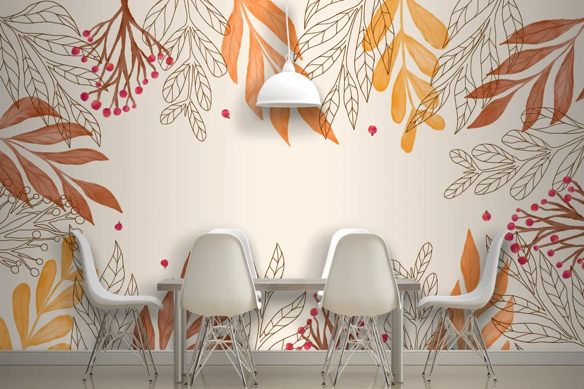 Watercolor Autumn Background Wallpaper Mural