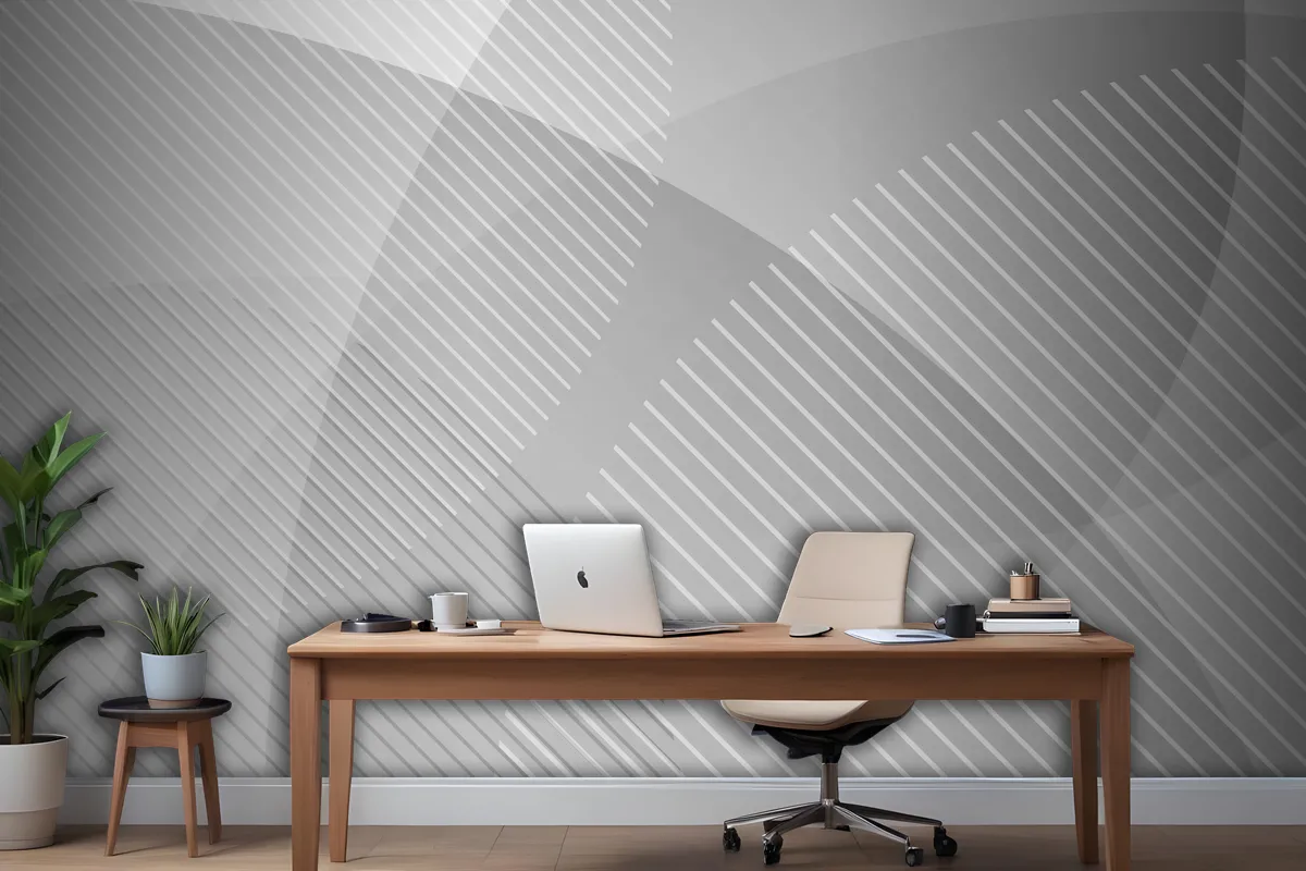 Abstract White And Gray Geometric Circles Layer Transparency Wallpaper Mural