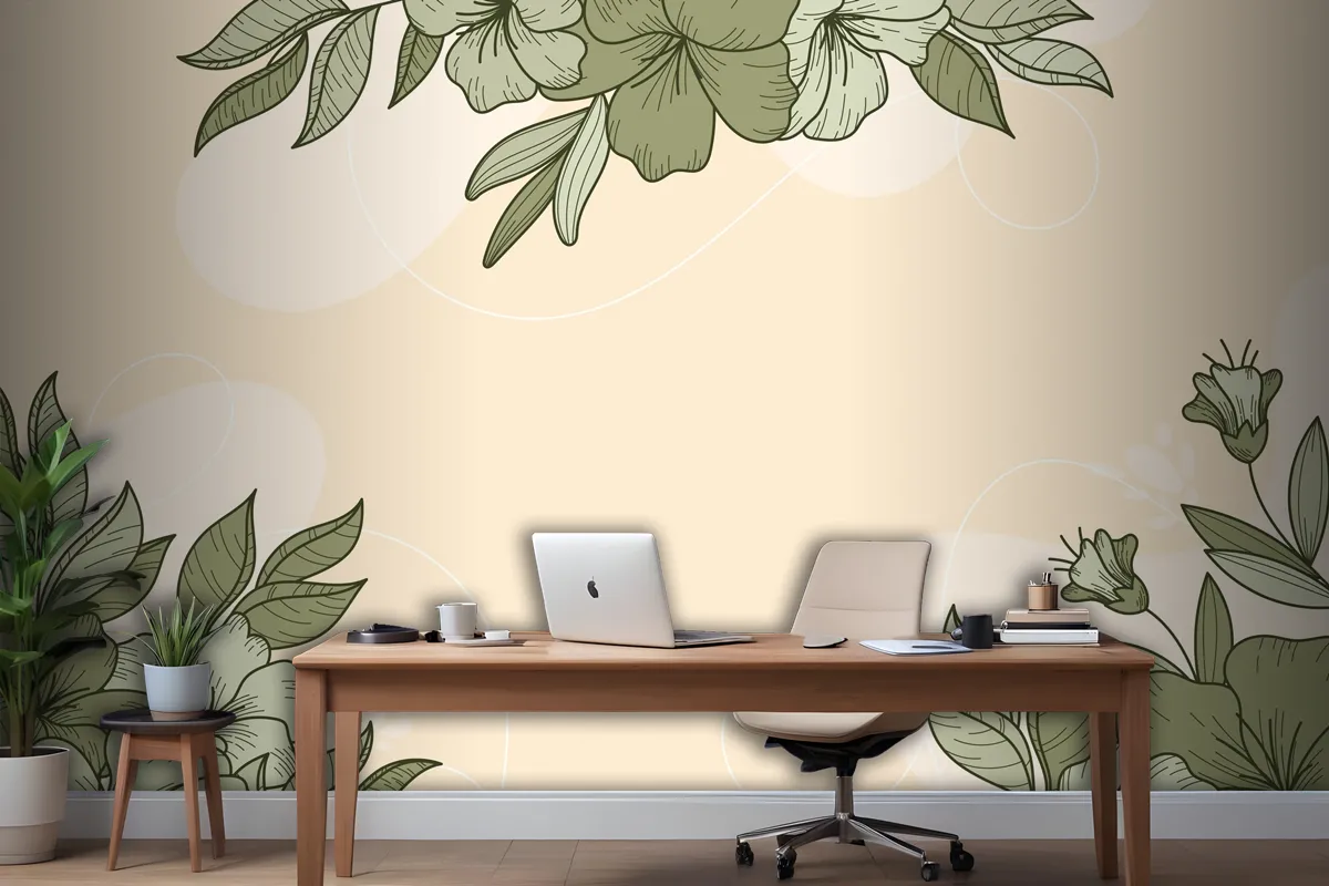 Floral Linear Design Background Wallpaper Mural