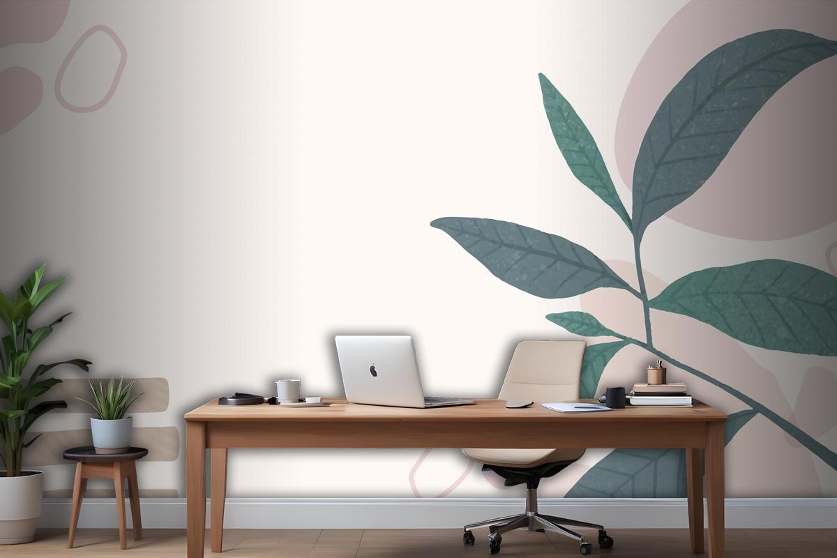 Aesthetic Pastel Botanical Abstract Office Wallpaper Mural