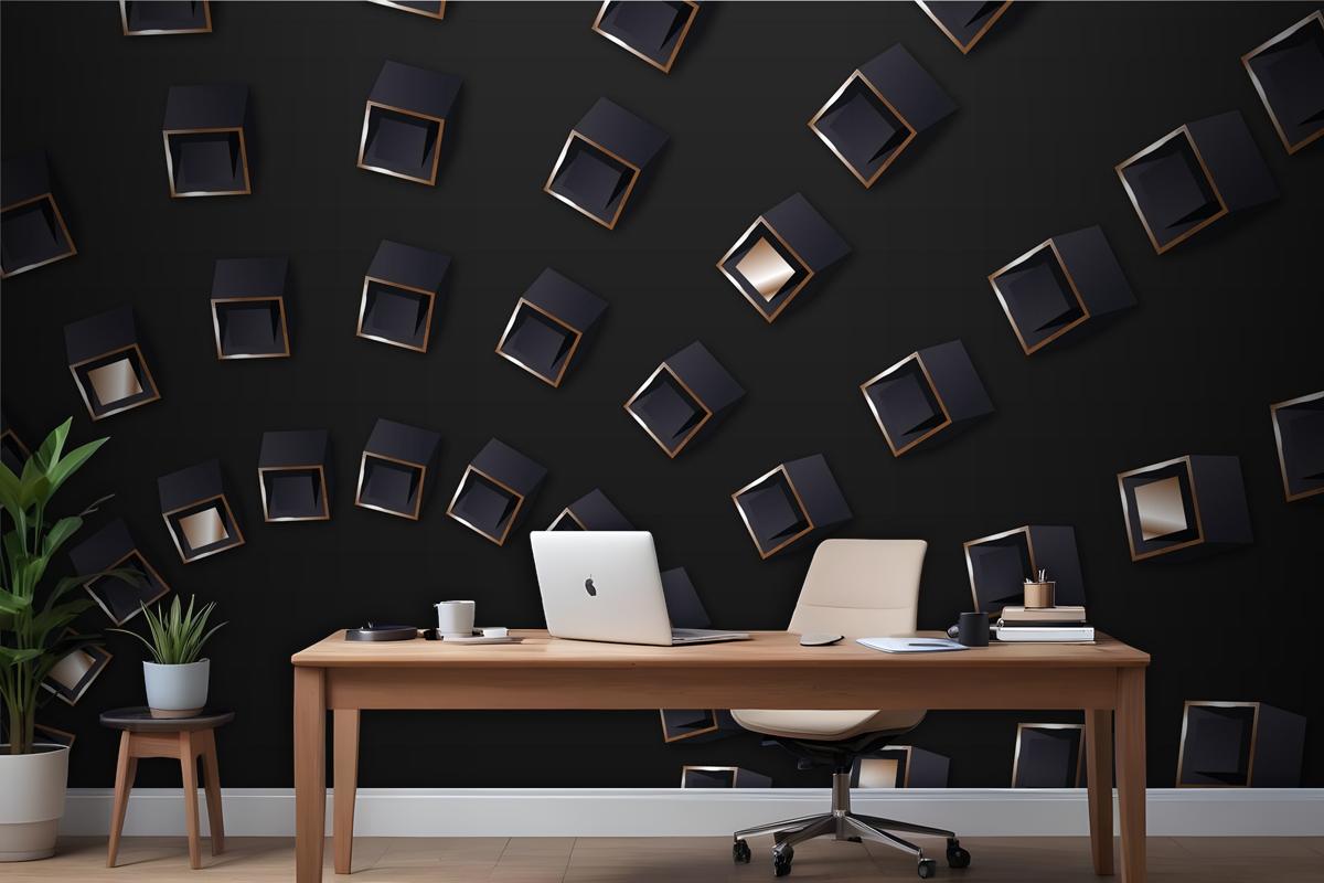 Gradient Black Background With Cubes Wallpaper Mural