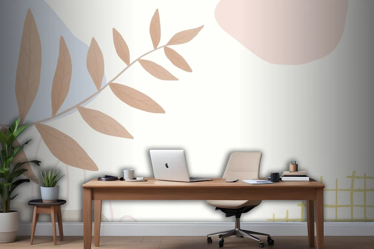 Aesthetic Pastel Botanical Abstract Wallpaper Mural