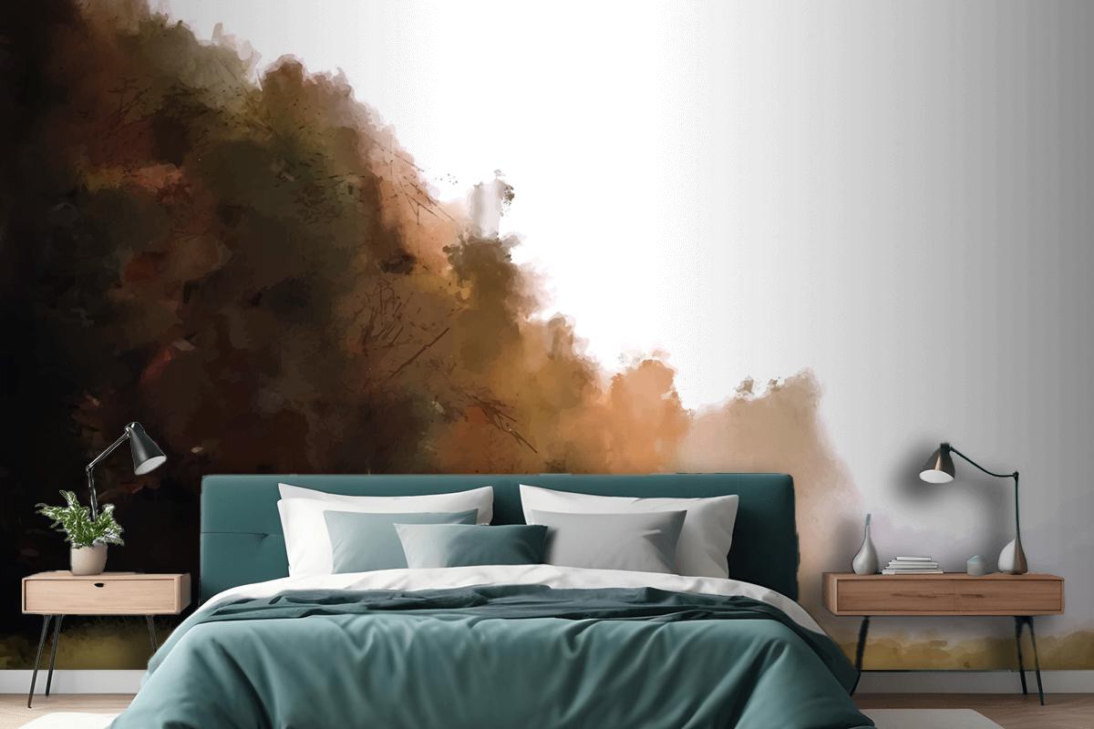 Watercolor Autumn Landscape Wallpaper Mural