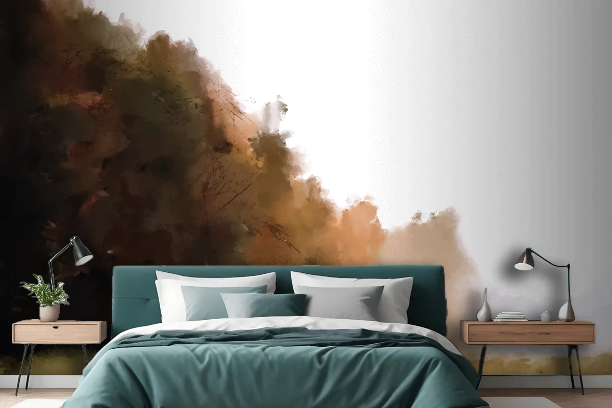 Watercolor Autumn Landscape Wallpaper Mural