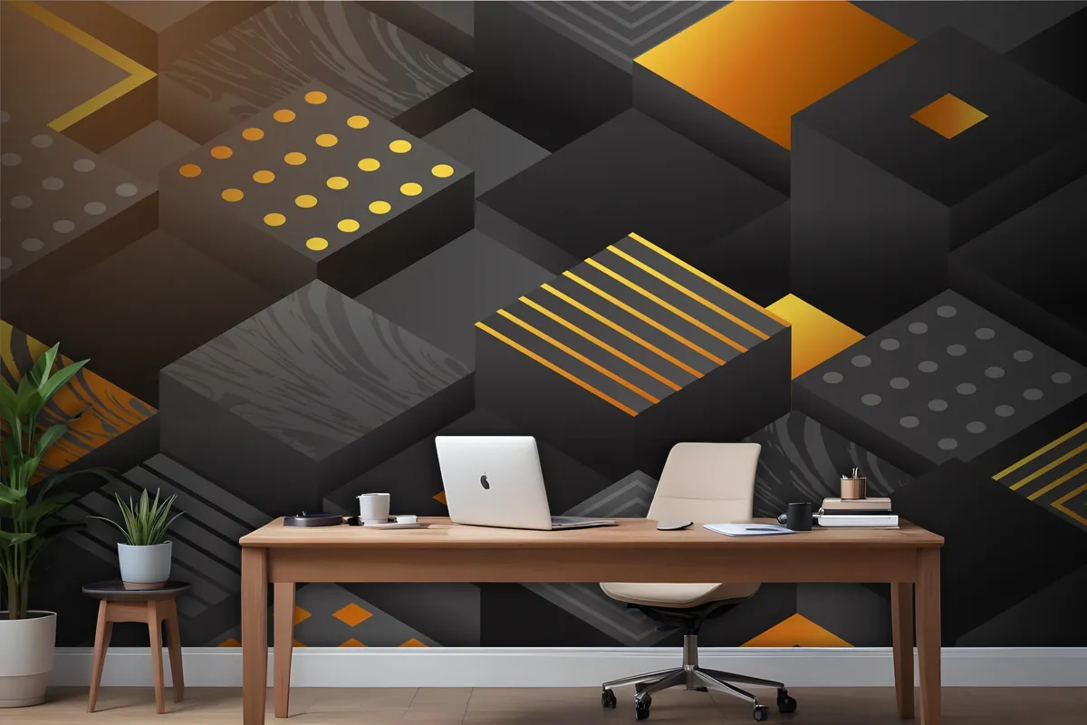 Gradient Black Background With Cubes Office Wallpaper Mural