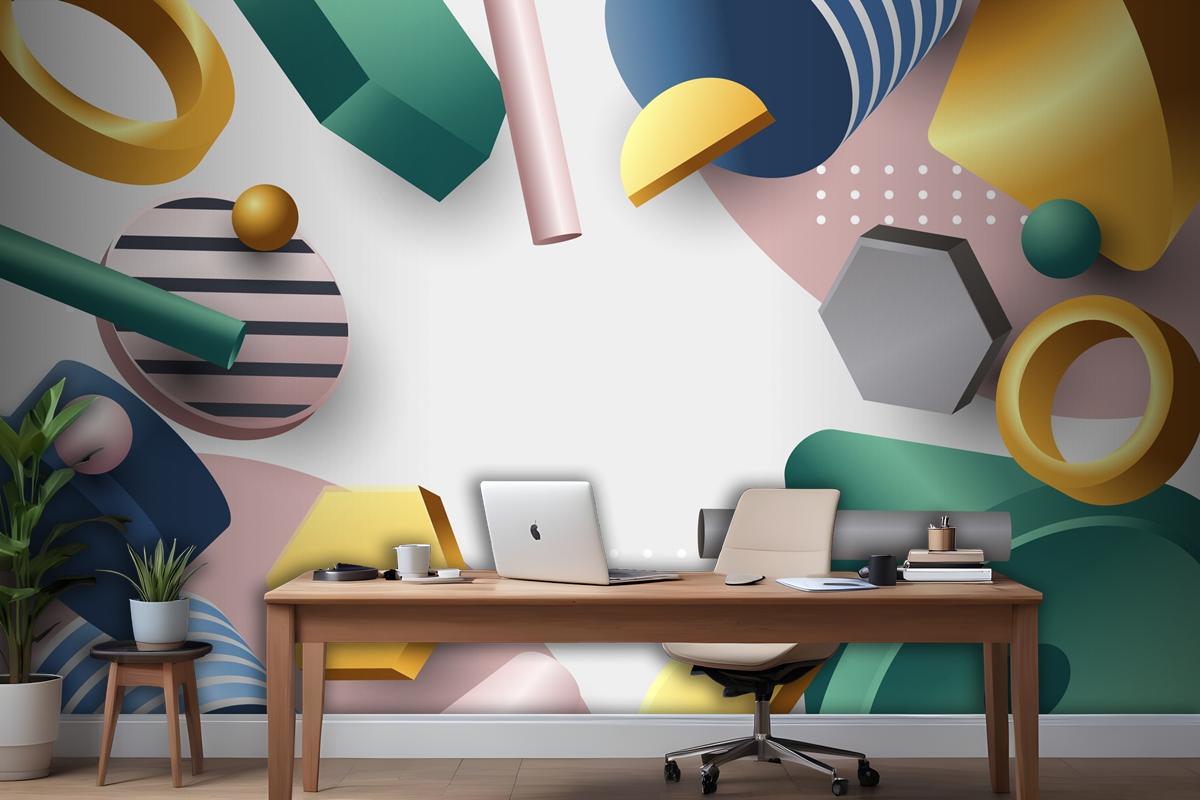 Gradient 3D Geometric Wallpaper Mural