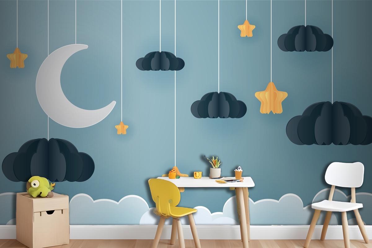 Family In The Moon And Star With The Night Wallpaper Mural