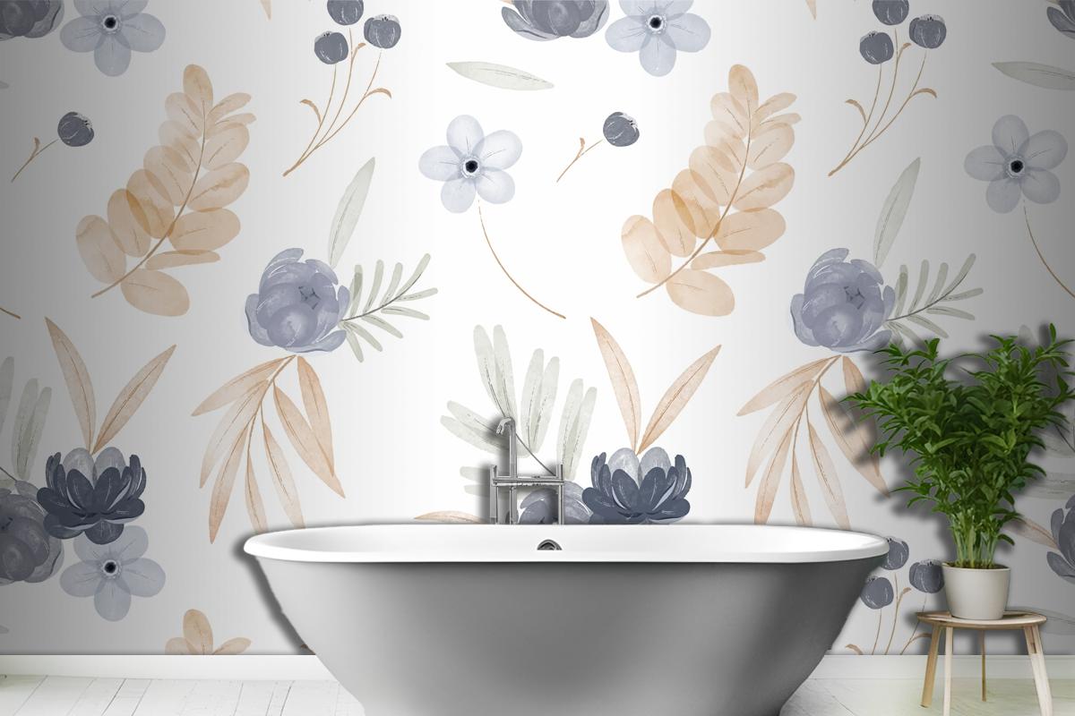 Watercolor Floral Pattern Wallpaper Mural