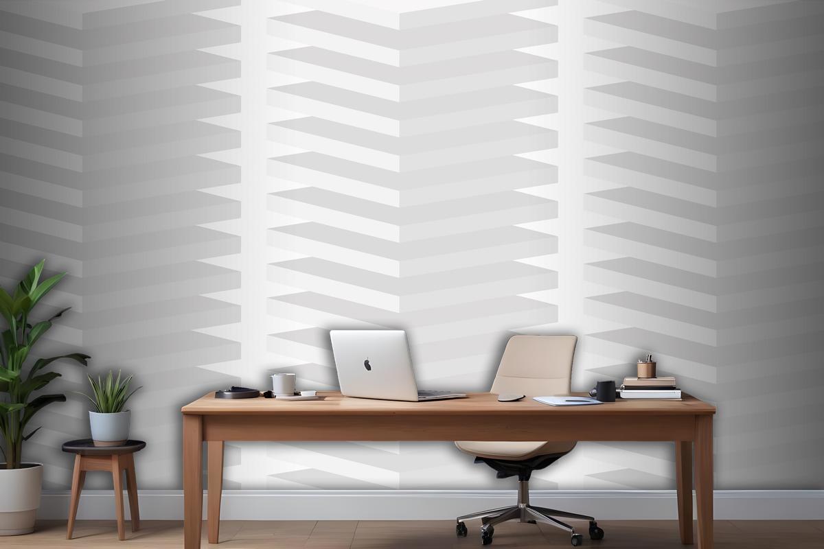 Geometric Pattern Background White Minimal 3D Design Wallpaper Mural