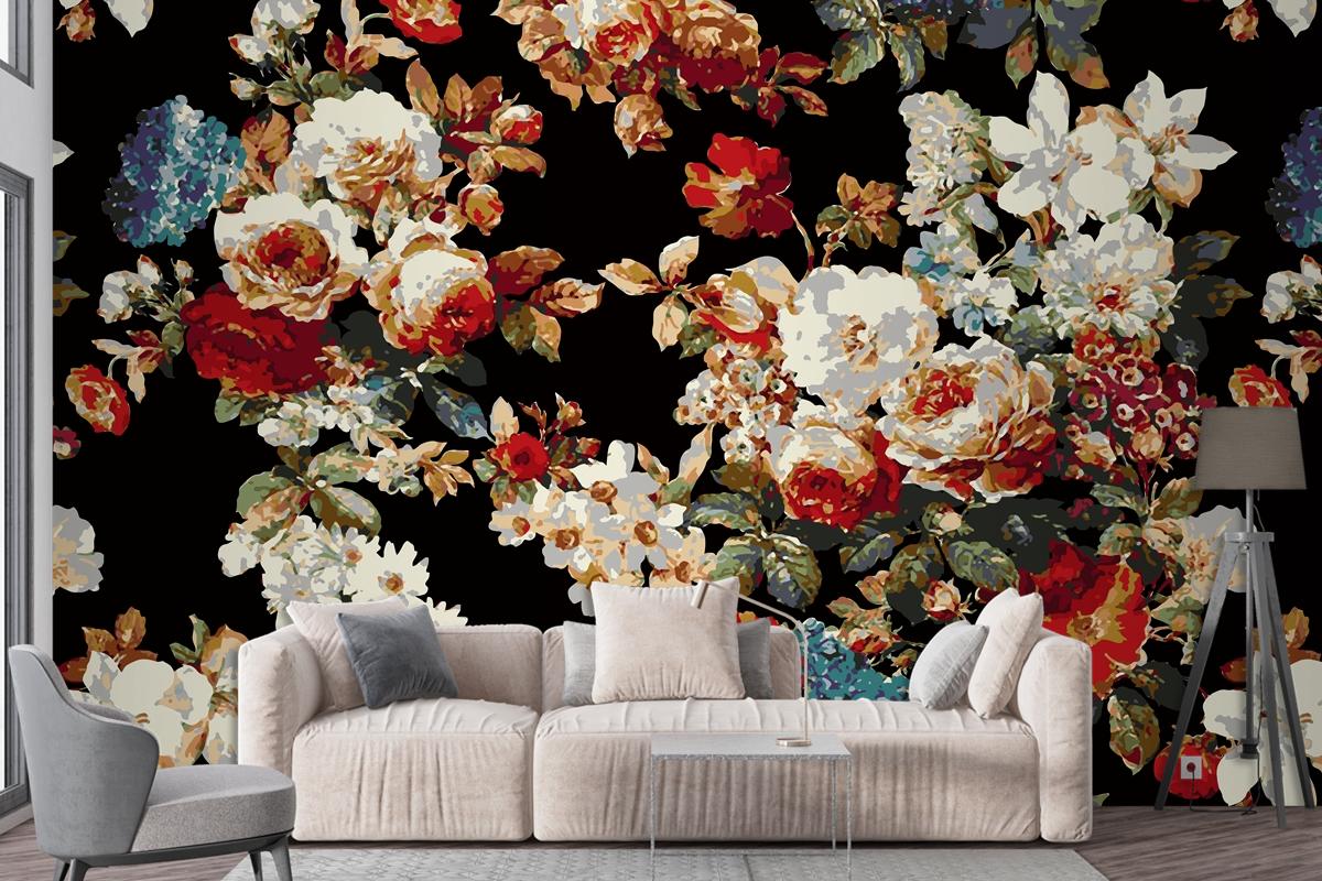 Seamless Flower Pattern Wallpaper Mural