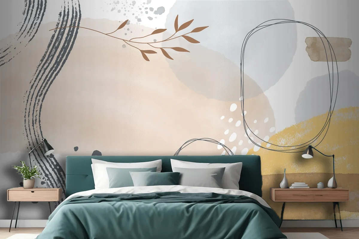 Watercolor Abstract Doodle Background Wallpaper Mural