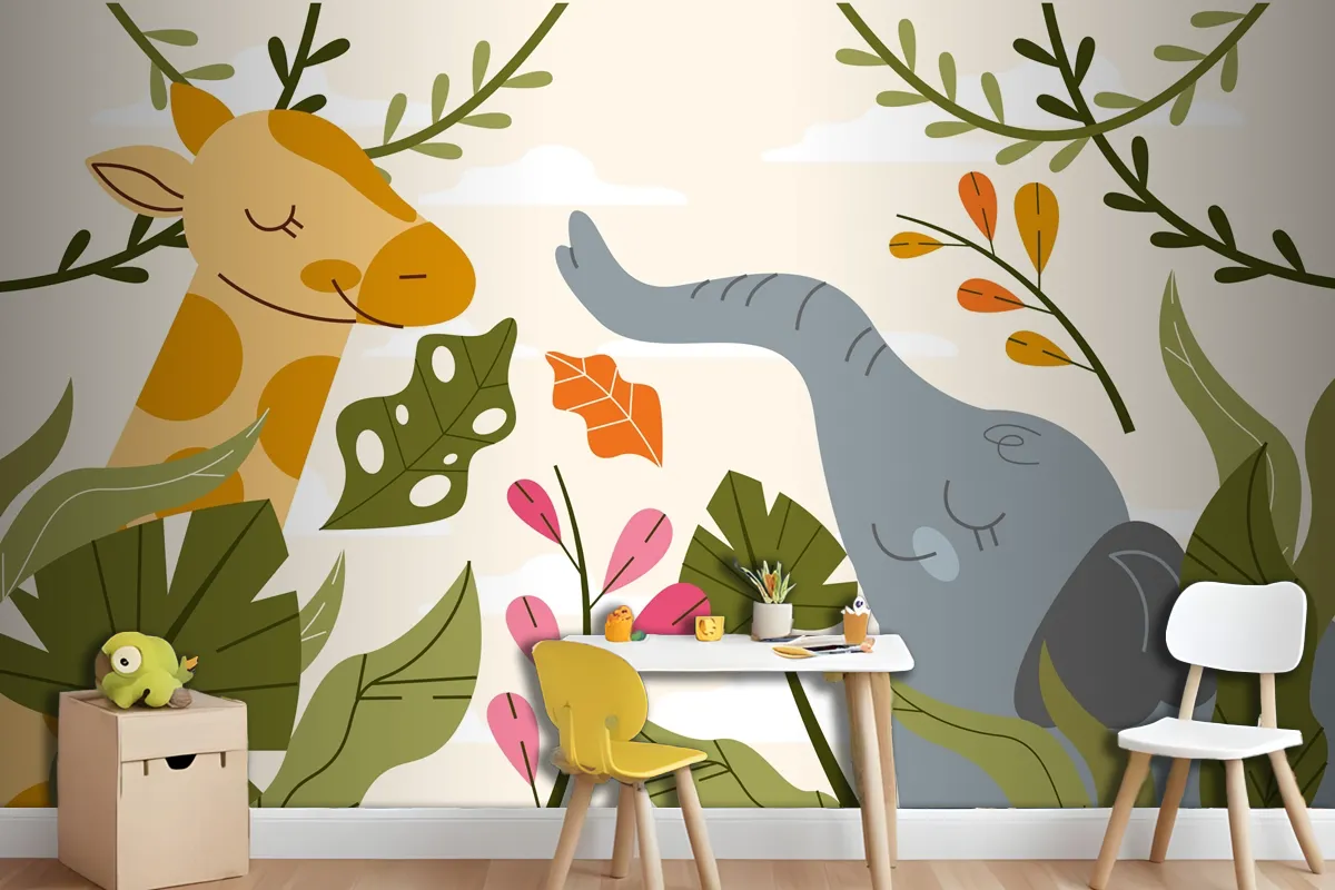 Hand Drawn Wildlife Background Wallpaper Mural