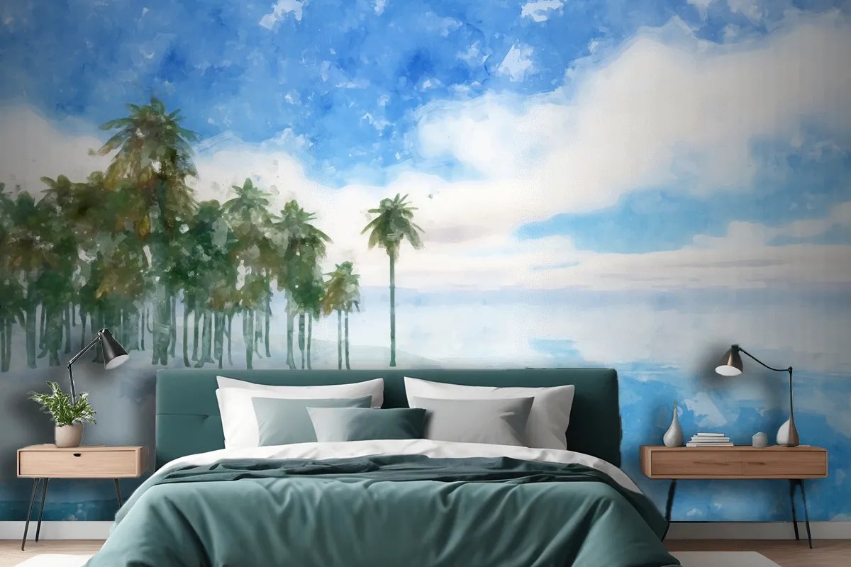 Watercolor Summer Tropical Wallpaper Mural