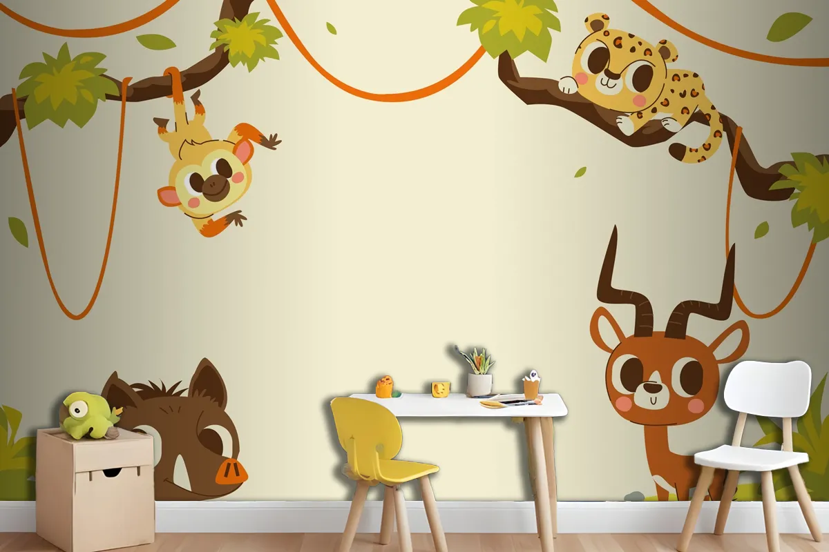 Hand Drawn Wildlife Background Wallpaper Mural