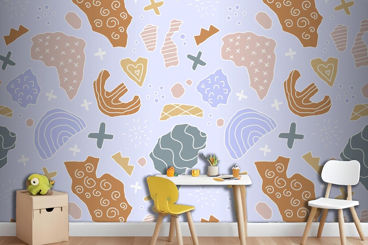 Hand Drawn Cutout Collage Pattern Wallpaper Mural