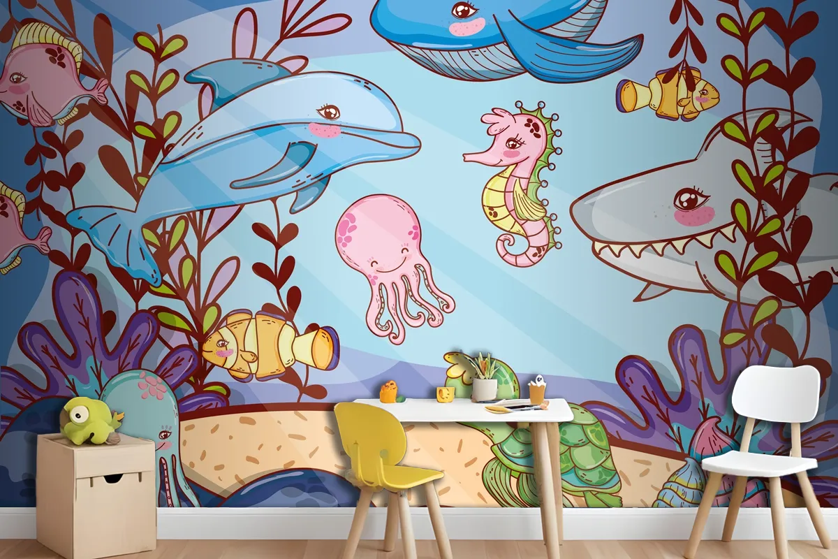 Aquatic Marine Life Wallpaper Mural