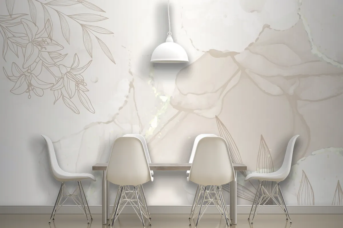 Watercolor Floral And Leaf Background For Banner And Frame Wallpaper Mural