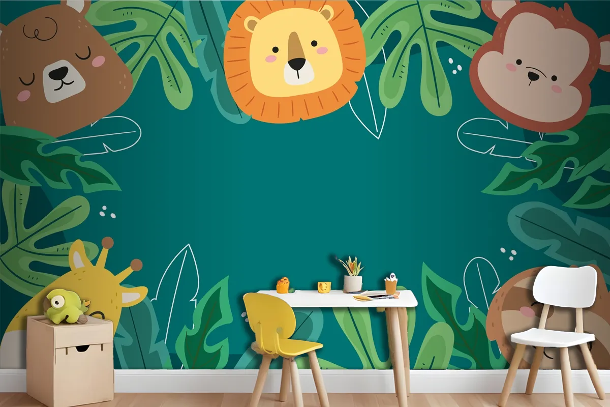 Flat Background For World Wildlife Day With Flora And Fauna Wallpaper Mural