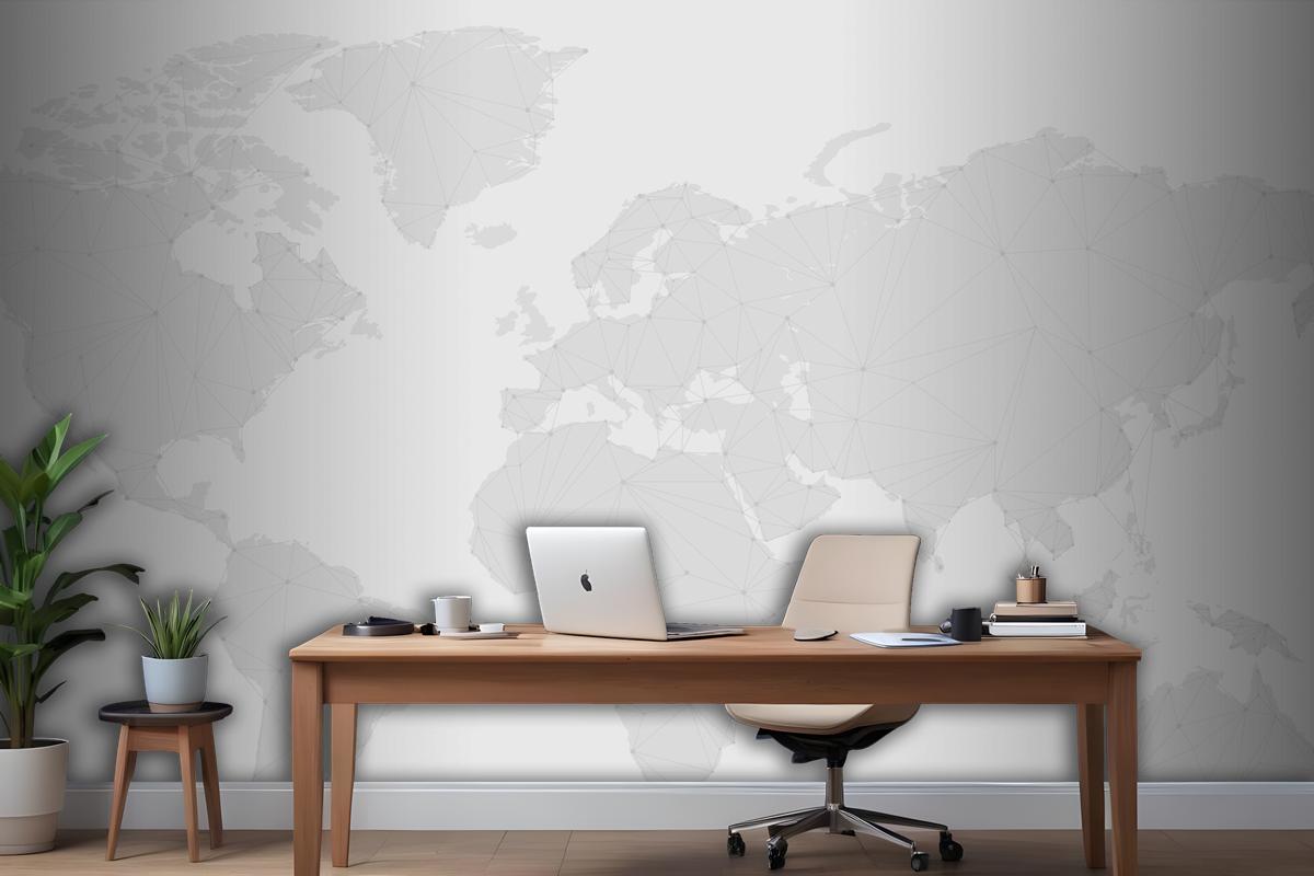 Worldwide Connection Gray Background Wallpaper Mural