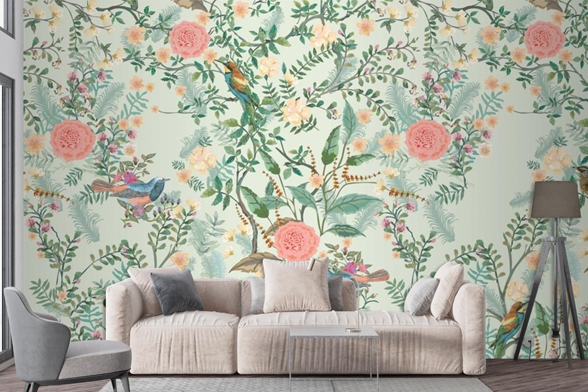 Vintage Decorative Garden Seamless Pattern For Wallpaper Mural