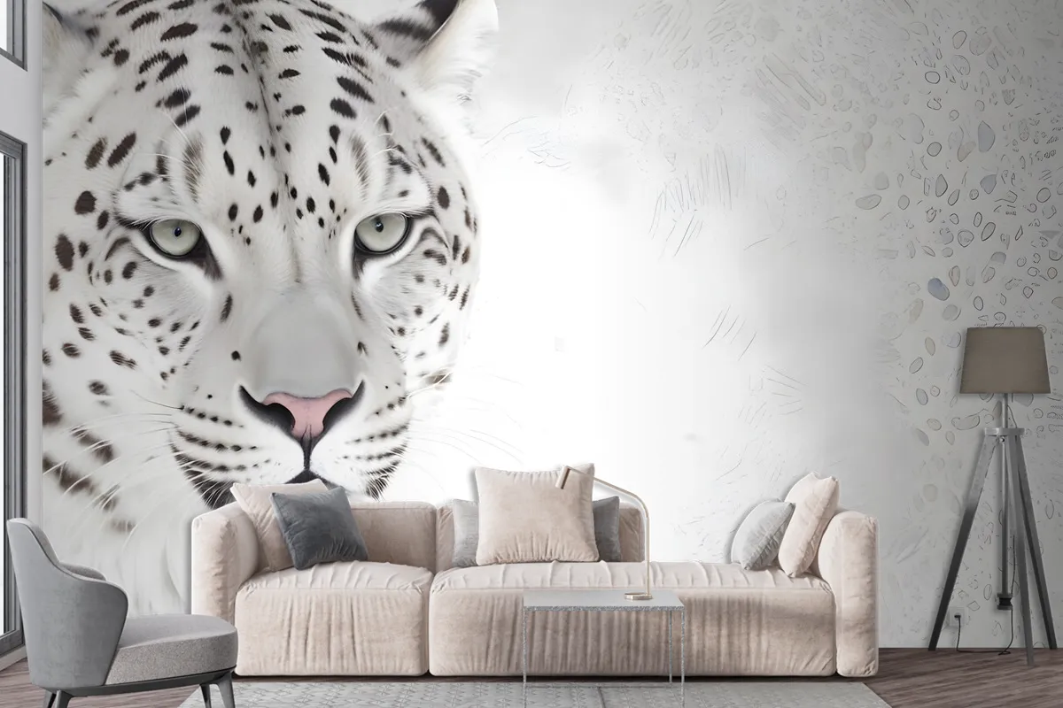 3D Look Monochrome Tiger Wallpaper Mural