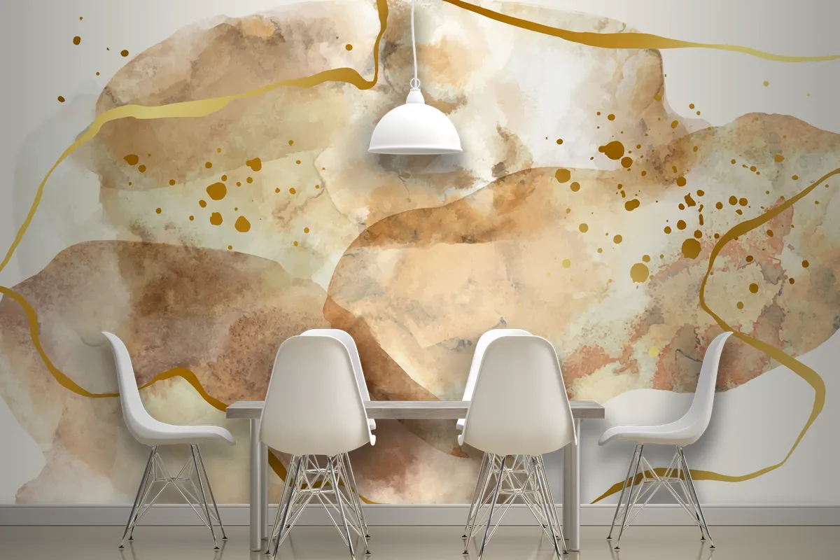 Neutral Watercolor Background Dining Room Wallpaper Mural