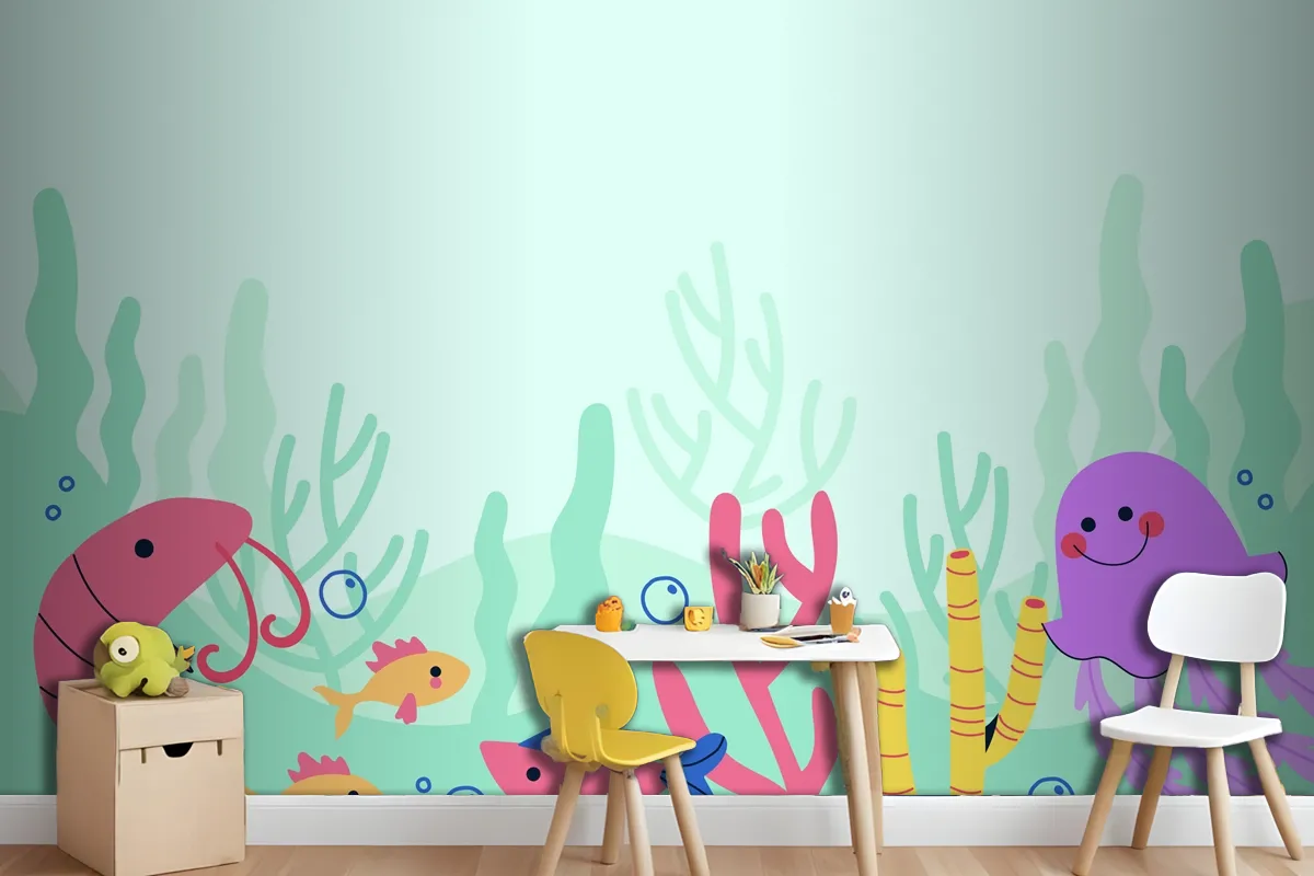 Flat World Oceans Day Background Wallpaper Mural