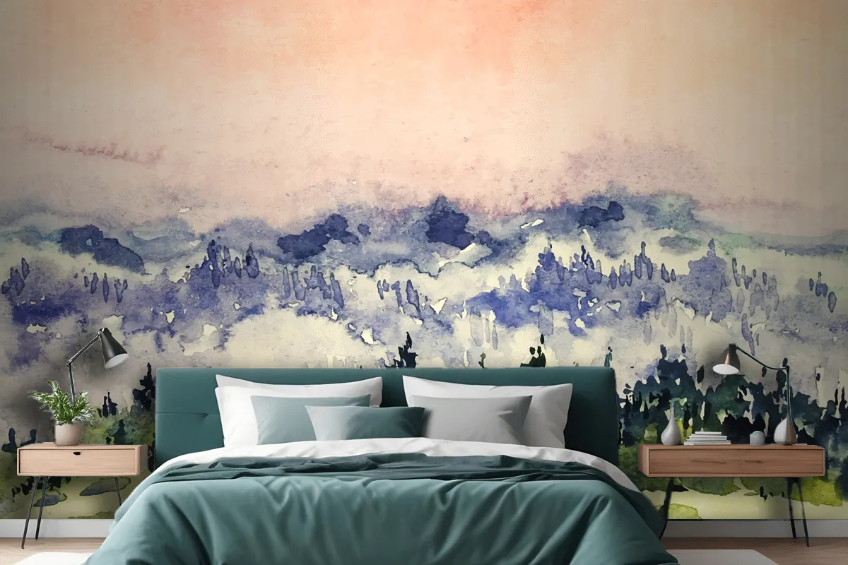 Abstract Watercolor Landscape Background Wallpaper Mural