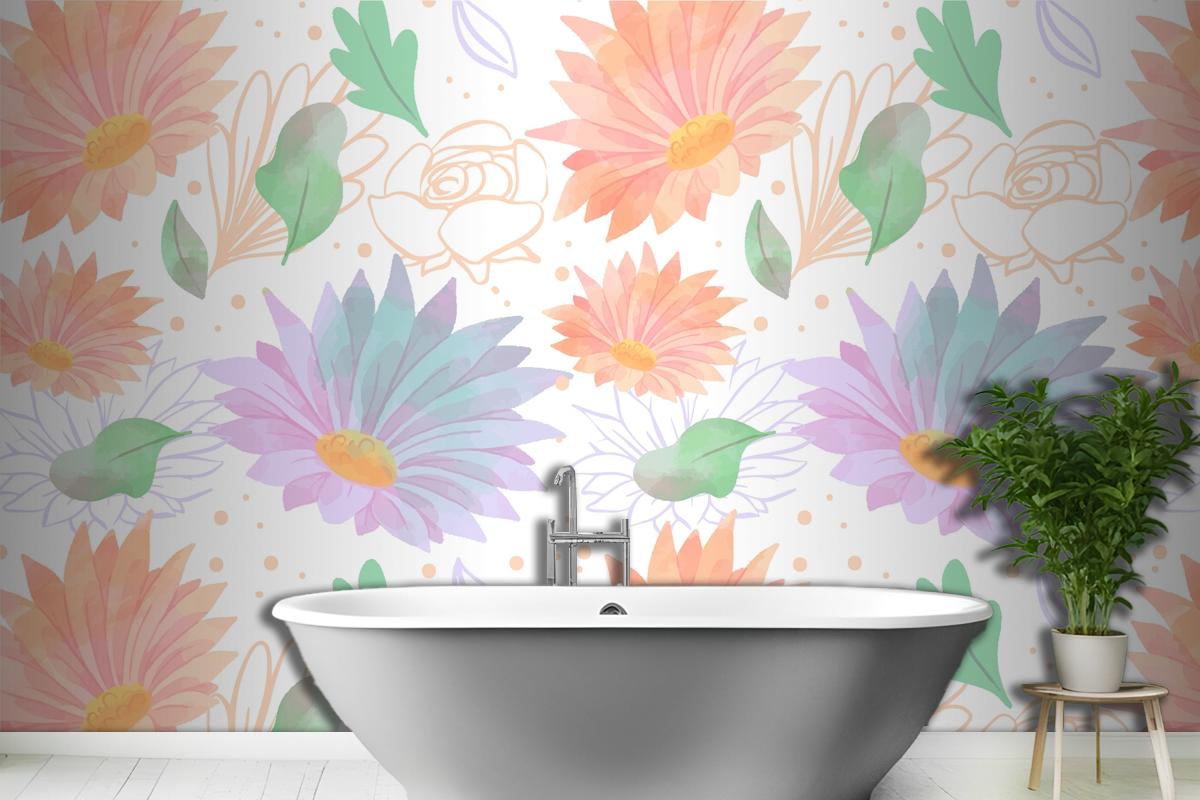 Floral Background With Soft Colors Wallpaper Mural