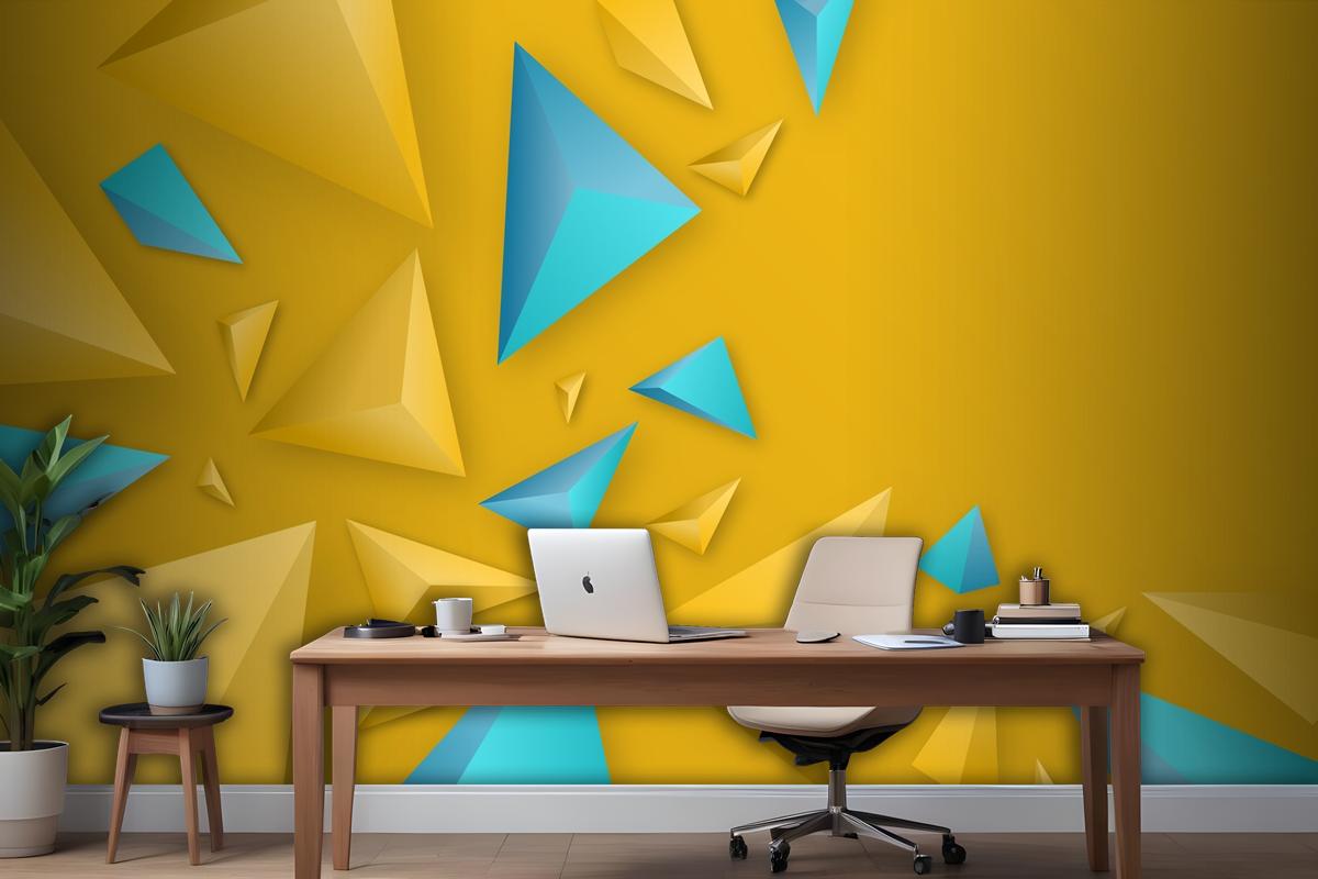 3D Triangle Background With Vivid Colors Wallpaper Mural