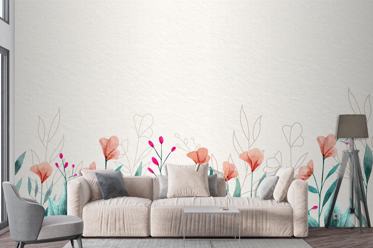 Watercolor Floral Wallpaper Concept Wallpaper Mural