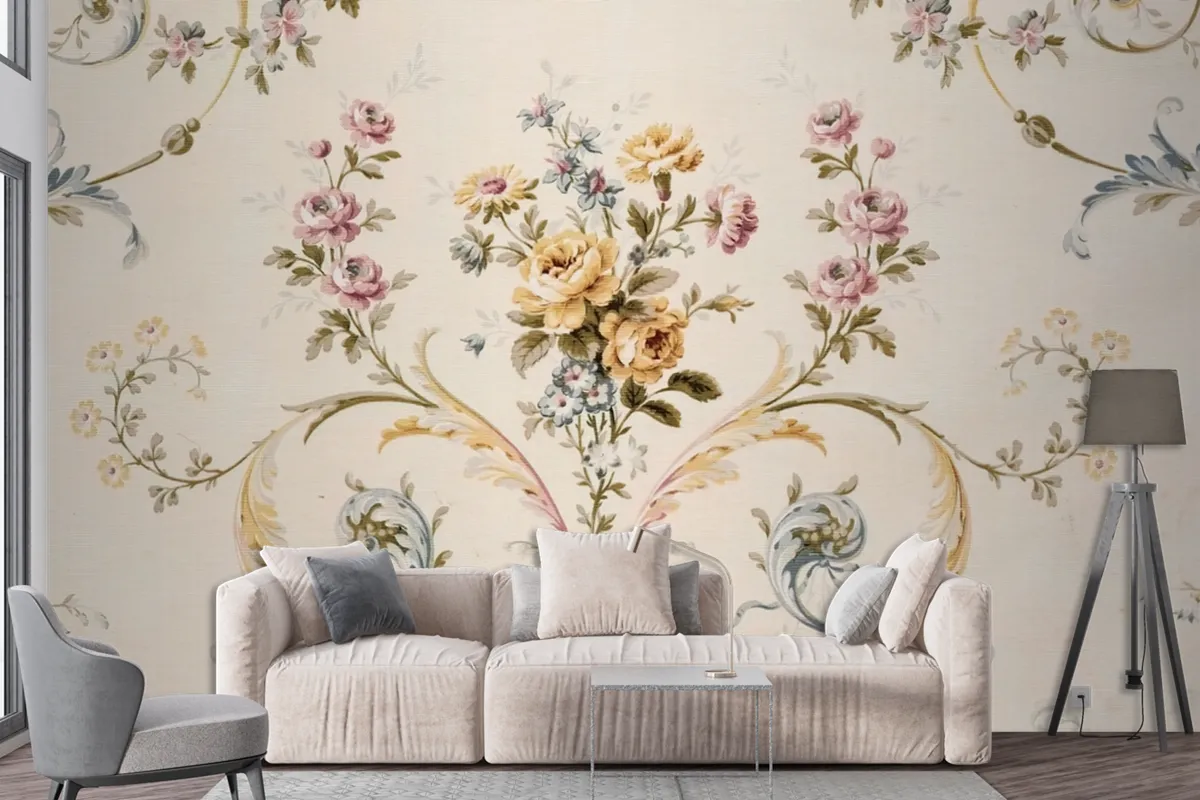 Bed Of Roses Floral Antique Wallpaper Mural