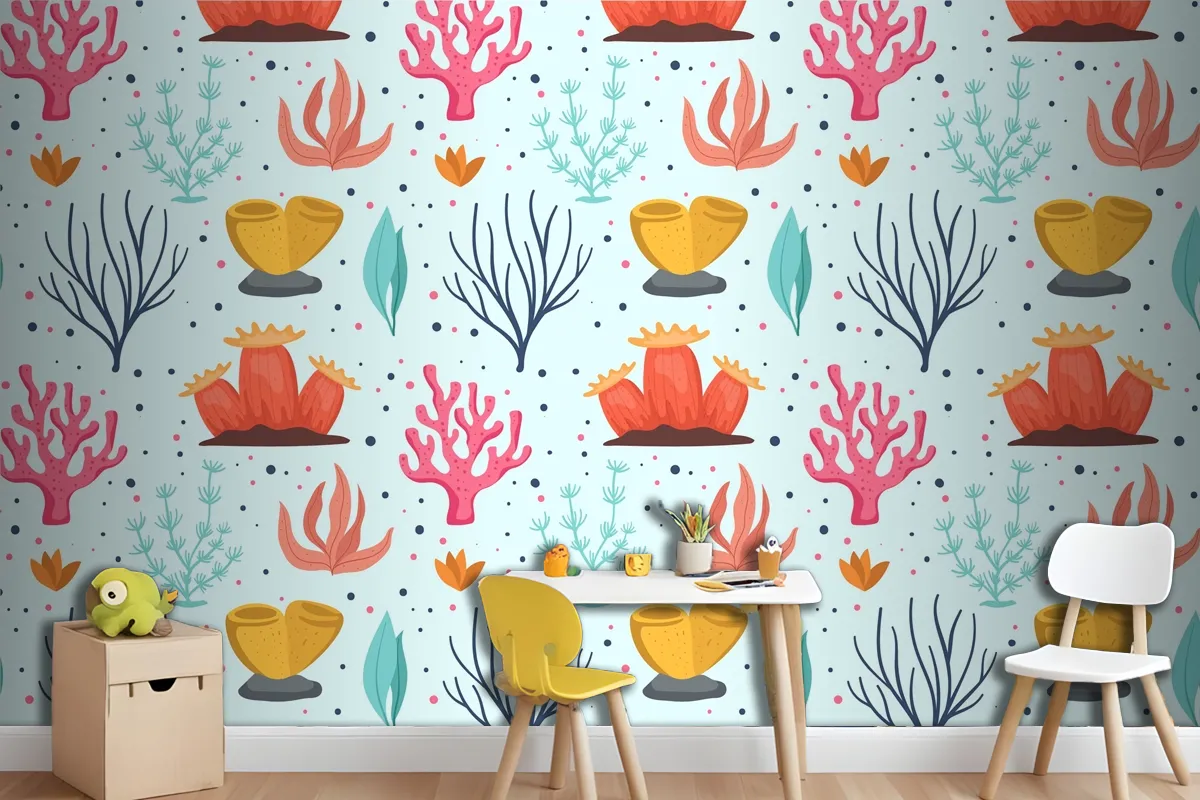 Coral Pattern Collection Concept Wallpaper Mural