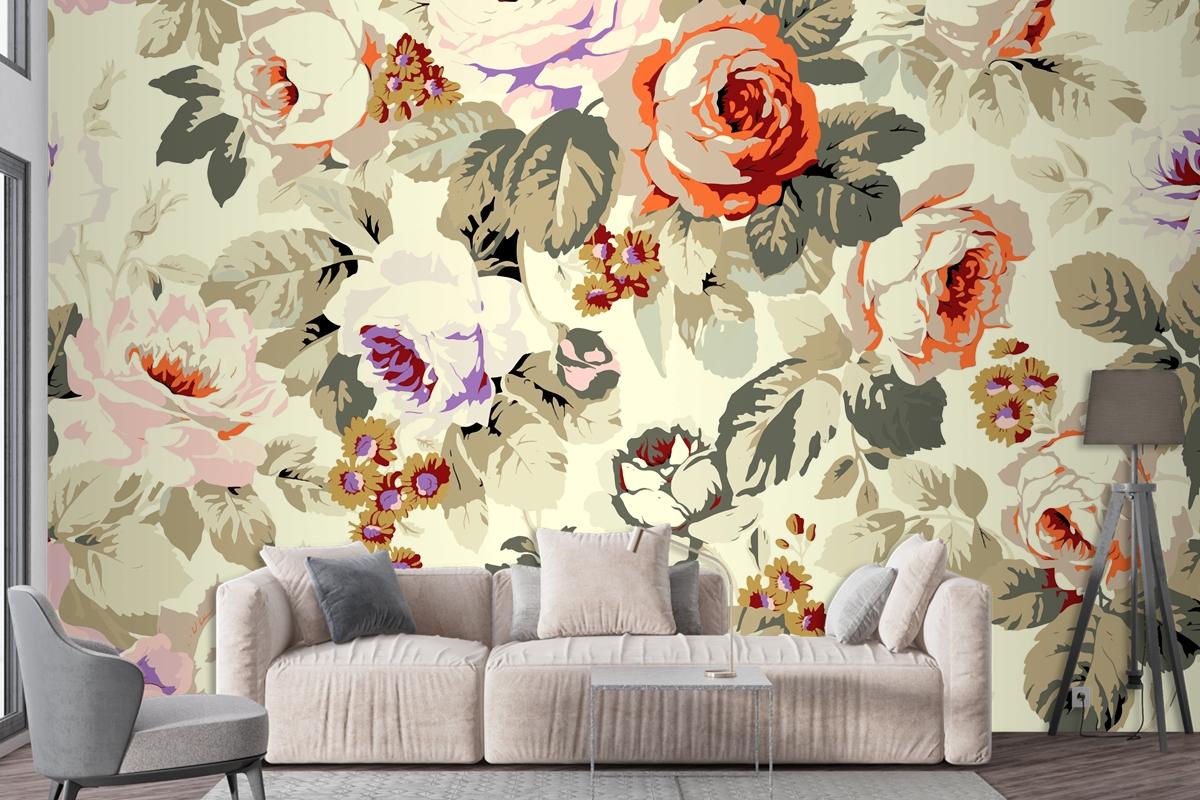 Flowers Repeat Pattern Design Wallpaper Mural