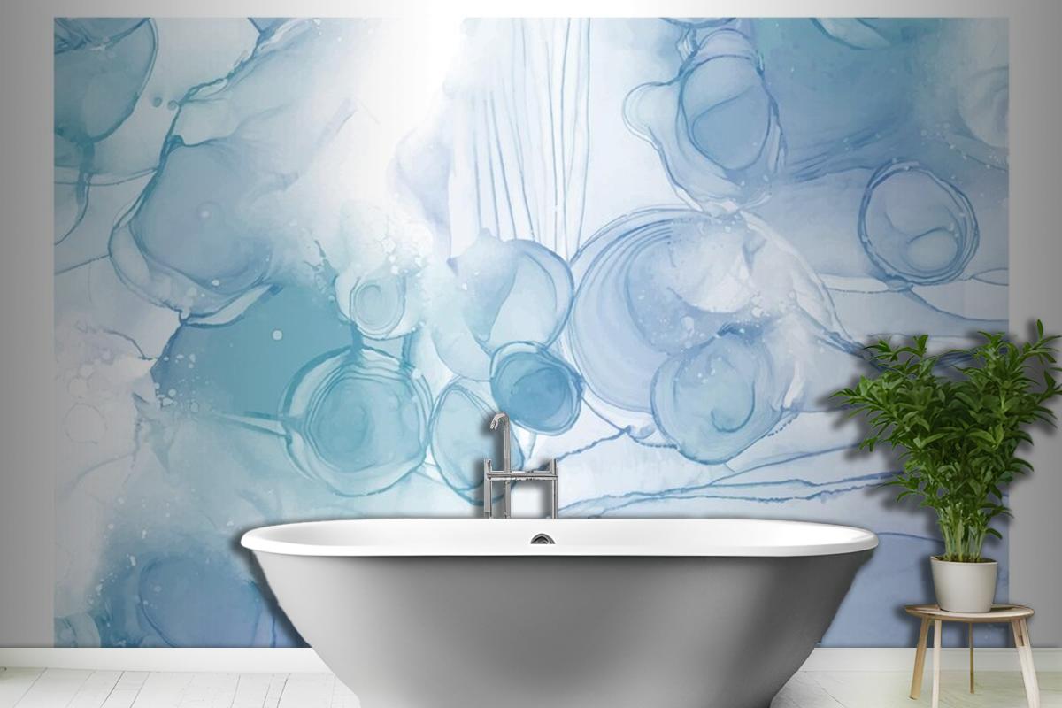 Abstract Watercolor Background Blue Sky White Wallpaper Mural