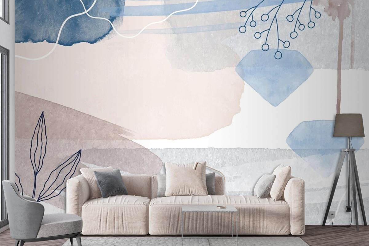 Abstract Watercolor Background Living Room Wallpaper Mural