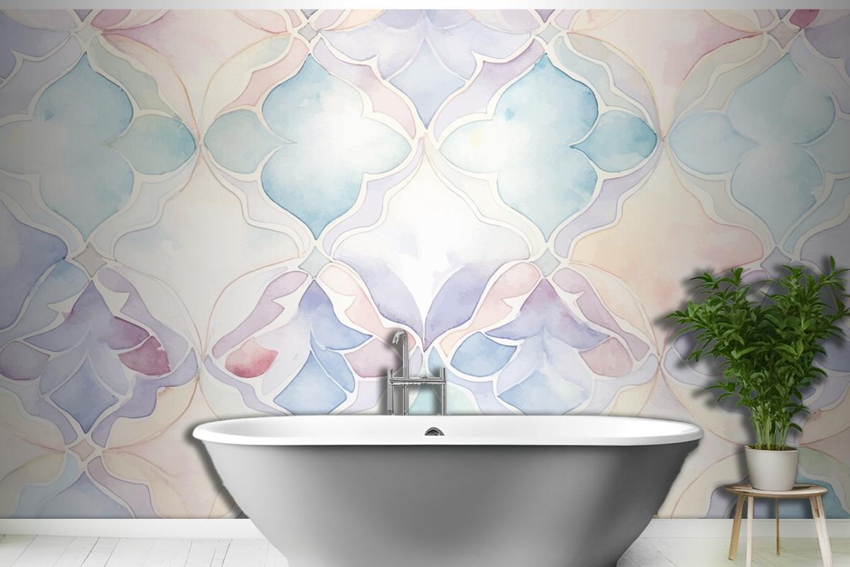 Abstract Watercolor Pattern Bathroom Wallpaper Mural