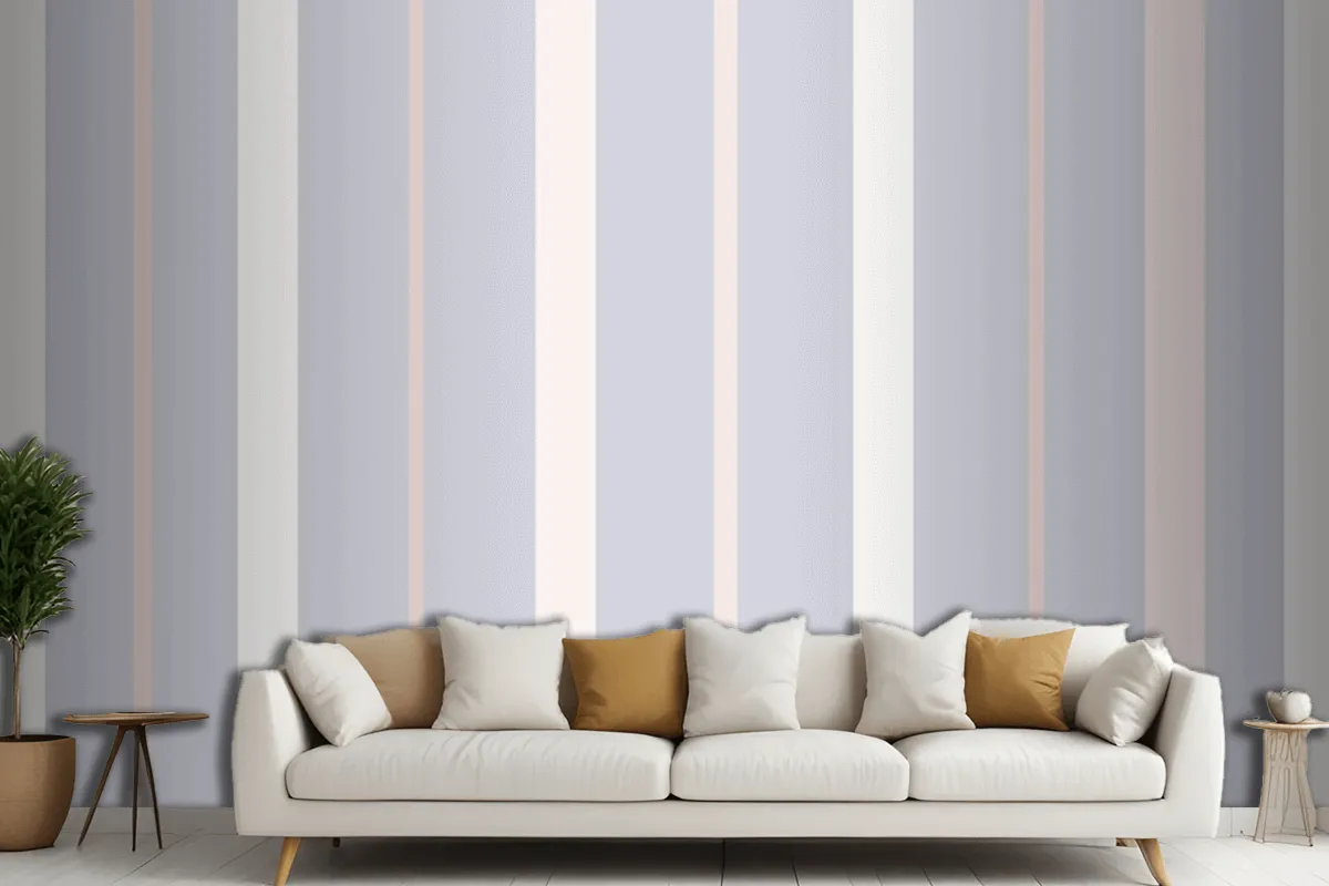 Aesthetic Background Line Pattern In Purple Pastel Living Room Wallpaper Mural