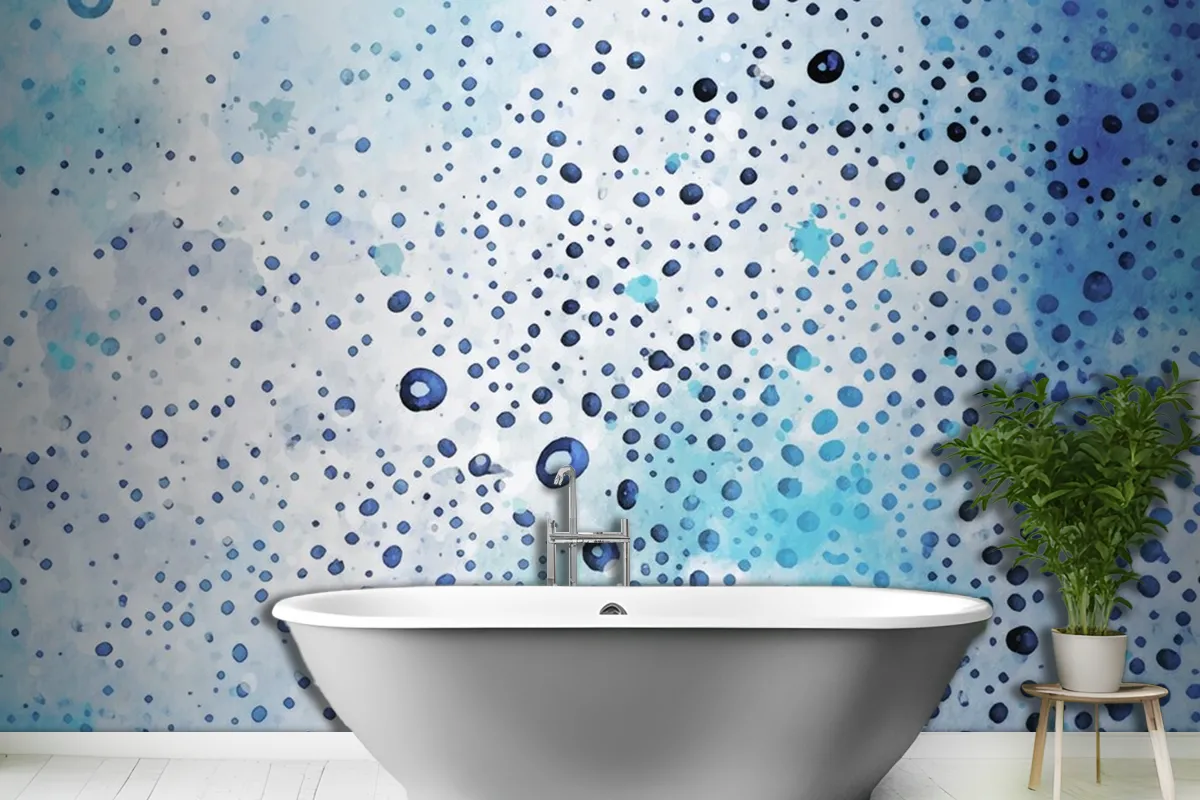 Bubble Dot Watercolor Texture Bathroom Wallpaper Mural