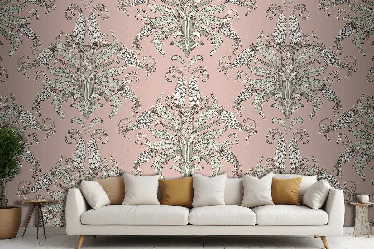 Damask Seamless Emboss Pattern  Wallpaper Mural