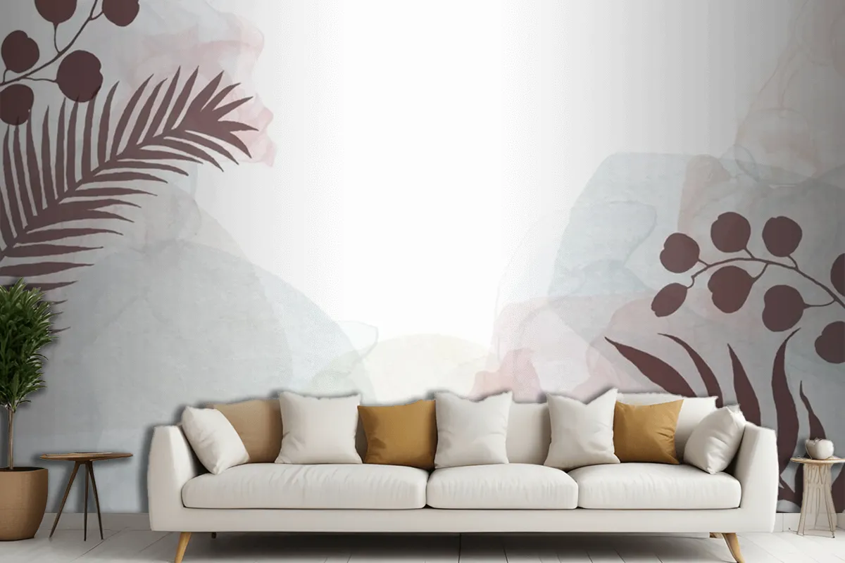 Decorative Watercolour Hand Painted Background With Floral Design Living Room Wallpaper Mural