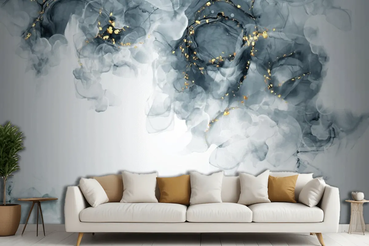 Elegant Hand Painted Alcohol Living Room Wallpaper Mural